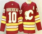 Cheap Men's Calgary Flames #10 Jonathan Huberdeau Red Authentic Jersey