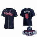 Wholesale Cheap Men Nike Atlanta Braves 8 Eddie Rosario Navy Blue Alternate Stitched Baseball Stitched MLB 2021 Champions Patch Jersey
