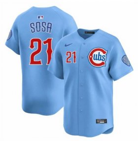 Men\'s Chicago Cubs #21 Sammy Sosa Blue 2024-25 2nd Alternate Limited Stitched Baseball Jersey Cheap