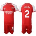 Men's Arsenal F.C #2 William Saliba Red 2025 Home Soccer Jersey Suit Cheap