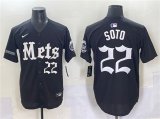 Cheap Men's New York Mets #22 Juan Soto Black 'Gotham Gothic Edition' Vapor Premier Limited Stitched Baseball Jersey