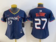 Cheap Women's Houston Astros #27 Jose Altuve Navy 2025 City Connect With Texas Patch Limited Stitched Baseball Jersey(Run Small)