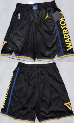 Cheap Men\'s Golden State Warriors Black Shorts(Run Small)