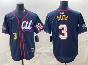 Cheap Men's American League #3 Babe Ruth Navy 2025 All-Star Edition Limited Stitched Baseball Jersey