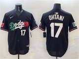 Cheap Men's Los Angeles Dodgers #17 Shohei Ohtani Black Mexico Flag Limited Stitched Baseball Jersey