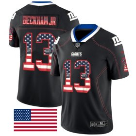 Wholesale Cheap Nike Giants #13 Odell Beckham Jr Black Men\'s Stitched NFL Limited Rush USA Flag Jersey