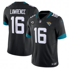 Cheap Men\'s Jacksonville Jaguars #16 Trevor Lawrence Black With 4-Star C Patch Vapor Untouchable Limited Stitched Jersey