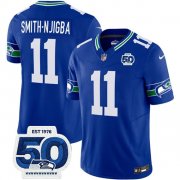 Men's Seattle Seahawks #11 Jaxon Smith-Njigba 2025 F.U.S.E 50th Anniversary Patch Throwback Vapor Limited Football Stitched Jersey Cheap Wholesale