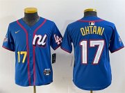 Cheap Youth National League #17 Shohei Ohtani Blue 2025 All-Star Edition Limited Stitched Baseball Jersey