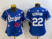 Cheap Women's Los Angeles Dodgers #22 Clayton Kershaw Royal 2025 Tokyo Series Limited Stitched Baseball Jersey(Run Small)