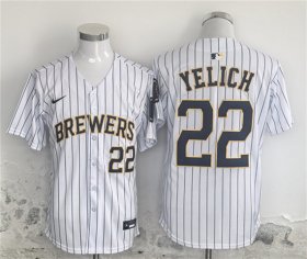 Men\'s Milwaukee Brewers #22 Christian Yelich White Alternate Limited Stitched Jersey Cheap