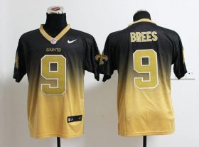 Wholesale Cheap Nike Saints #9 Drew Brees Black/Gold Men\'s Stitched NFL Elite Fadeaway Fashion Jersey