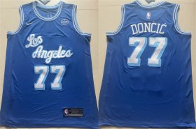 Men\'s Los Angeles Lakers #77 Luka Doncic Blue 2025 Stitched Basketball Jersey Cheap