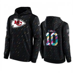 Wholesale Cheap Men\'s Kansas City Chiefs #10 Tyreek Hill 2021 Charcoal Crucial Catch Therma Pullover Hoodie