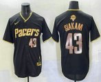 Cheap Men's Indiana Pacers #43 Pascal Siakam Black Gold 2025 Finals Vapor Stitched Baseball Jersey