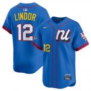 Cheap Men's National League #12 Francisco Lindor Blue 2025 All-Star Edition Limited Stitched Baseball Jersey