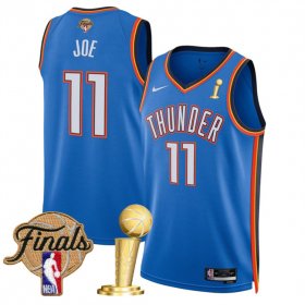 Men\'s Oklahoma City Thunder #11 Isaiah Joe Blue 2025 Finals Patch And Finals Champions Patch Icon Edition Stitched Basketball Jersey