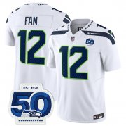 Men's Seattle Seahawks #12 Fan White 2025 F.U.S.E. 50th Anniversary Patch Vapor Limited Football Stitched Jersey Cheap Wholesale