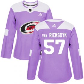 Wholesale Cheap Adidas Hurricanes #57 Trevor Van Riemsdyk Purple Authentic Fights Cancer Women\'s Stitched NHL Jersey