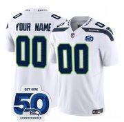Men's Seattle Seahawks Active Player Custom White 2025 F.U.S.E. 50th Anniversary Patch Vapor Limited Stitched Jersey Cheap Wholesale
