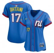 Cheap Women's National League #17 Shohei Ohtani Blue 2025 All-Star Edition Limited Stitched Baseball Jersey(Run Small)