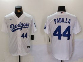 Men\'s Los Angeles Dodgers #44 Vicente Padilla Number White Cool Base Stitched Jerseys