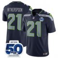 Men's Seattle Seahawks #21 Devon Witherspoon Navy 2025 F.U.S.E. 50th Anniversary Patch Vapor Limited Football Stitched Jersey Cheap Wholesale