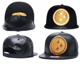 Wholesale Cheap NFL Pittsburgh Steelers Team Logo Black Reflective Adjustable Hat