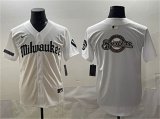 Cheap Men's Milwaukee Brewers Team Big Logo White 'Gothic 414 Shadows Edition' Vapor Premier Limited Stitched Jersey