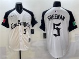 Cheap Men's Los Angeles Dodgers #5 Freddie Freeman White Black Mexico 2025 LA Gothic Style With Fernando Patch Vapor Premier Limited Stitched Baseball Jersey