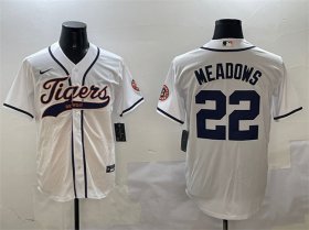 Men\'s Detroit Tigers #22 Parker Meadows White With Patch Cool Base Stitched Baseball Jersey Cheap