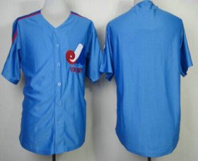 Wholesale Cheap Men\'s Montreal Expos Blank 1982 Blue Mitchell & Ness Throwback Jersey