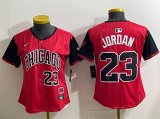 Women's Chicago White Sox #23 Michael Jordan Red Black 2025 City Connect Limited Stitched Baseball Jersey(Run Small) Cheap