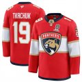 Men's Florida Panthers #19 Matthew Tkachuk Red Home 2025 Stanley Cup Champions Patch Stitched Hockey Jersey