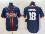 Men's Denver Broncos #18 Peyton Manning Navy Cool Base Stitched Baseball Jersey Cheap Wholesale