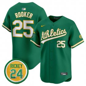 Men\'s Oakland Athletics #25 Brent Rooker Green 2024 Limited With Rickey Henderson Patch Stitched Jersey Cheap