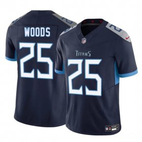 Men\'s Tennessee Titans #25 Xavier Woods Navy 2025 F.U.S.E. Vapor Limited Football Stitched Jersey Cheap