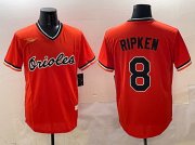 Cheap Men's Baltimore Orioles #8 Cal Ripken Jr. Orange Throwback Stitched Baseball Jersey