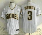 Men's San Diego Padres #3 Jackson Merrill White Pinstripe Limited Stitched Jersey Cheap