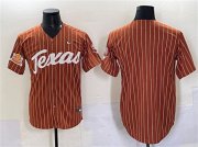 Cheap Men's Texas Longhorns Blank Orange Pinstripe 2025 Softball National Champions & SEC Patch Stitched Jersey