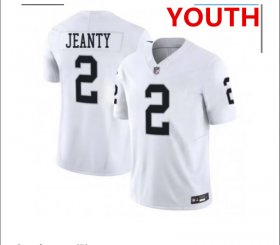 Cheap Youth Las Vegas Raiders #2 Ashton Jeanty White 2025 F.U.S.E. Vapor Stitched Football Jersey