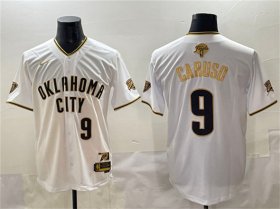 Cheap Men\'s Oklahoma City Thunder #9 Alex Caruso White Gold 2025 Finals Vapor Stitched Baseball Jersey