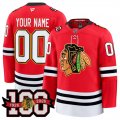 Cheap Men's Chicago Blackhawks Active Player Custom Red 2025 Home 100th Anniversary Stitched Hockey Jersey