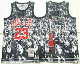 Men\'s Chicago Bulls #23 Michael Jordan Black Last Throw Swingman Jersey Cheap