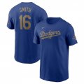 Men's Los Angeles Dodgers #16 Will Smith Royal 2025 Gold Collection Name & Number T-Shirt Cheap