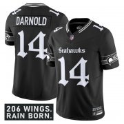 Men's Seattle Seahawks #14 Sam Darnold Black 2025 F.U.S.E. 'Gothic Rain City Shadows Edition' Vapor Limited Football Stitched Jersey Cheap Wholesale