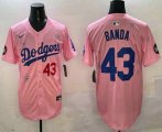 Cheap Men's Los Angeles Dodgers #43 Anthony Banda Pink 2025 Tokyo Series Limited Jersey