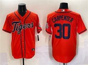 Cheap Men's Detroit Tigers #30 Kerry Carpenter Orange With Patch Cool Base Stitched Baseball Jersey