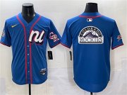 Cheap Men's National League Colorado Rockies Team Big Logo Blue 2025 All-Star Edition Limited Stitched Baseball Jersey