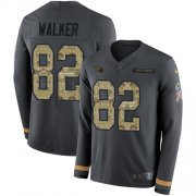 Wholesale Cheap Nike Titans #82 Delanie Walker Anthracite Salute to Service Men's Stitched NFL Limited Therma Long Sleeve Jersey